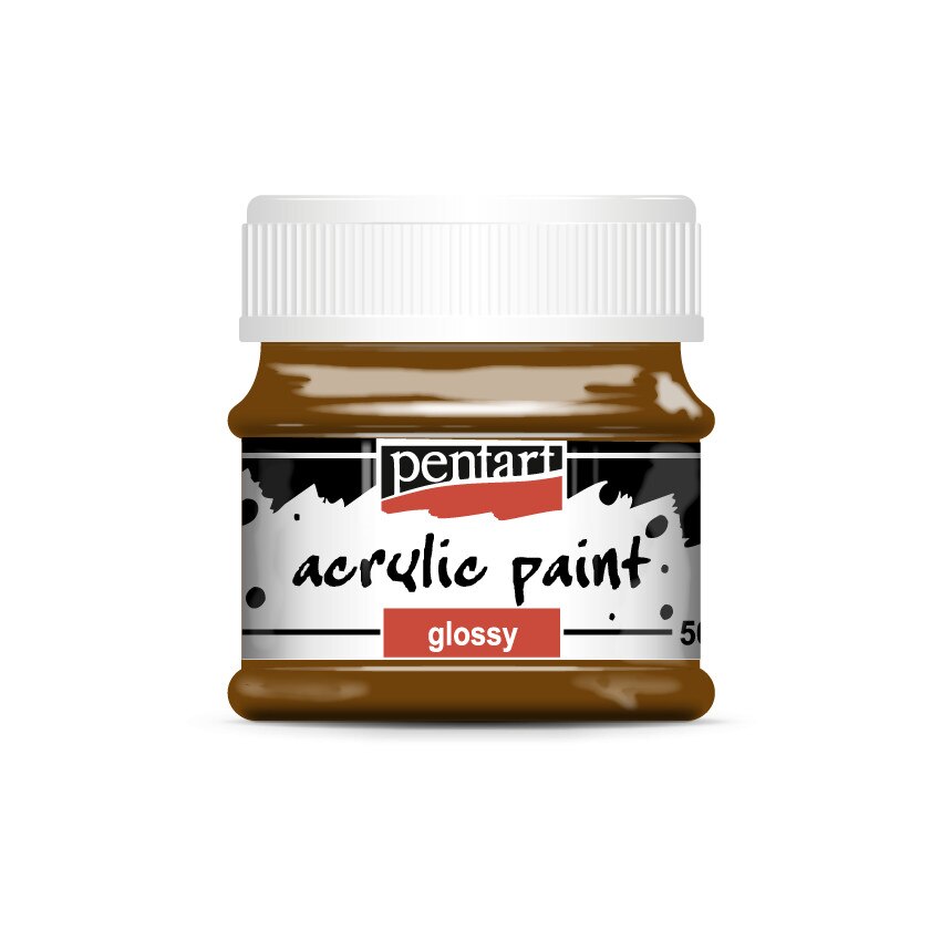 Vopsea acrilica lucioasa pe baza de apa Pentart - castaniu, 50 ml